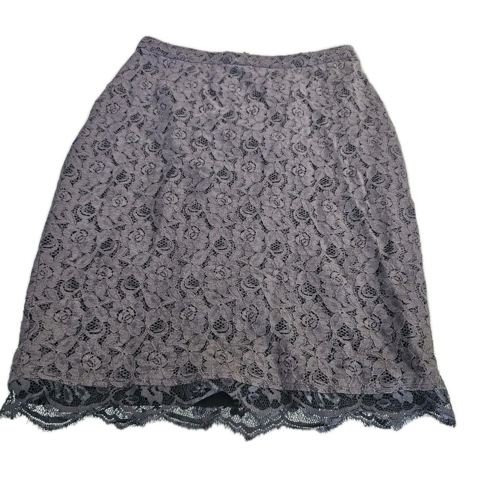 Jacob Gray Pencil Knee-Lenght   Floral Lace Pencil Skirt 6 Fairy Whimsical Goth